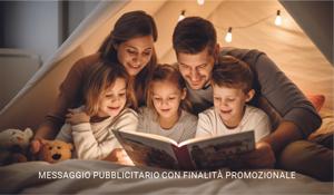 Immagine di una famiglia intenta a leggere un libro per bambini